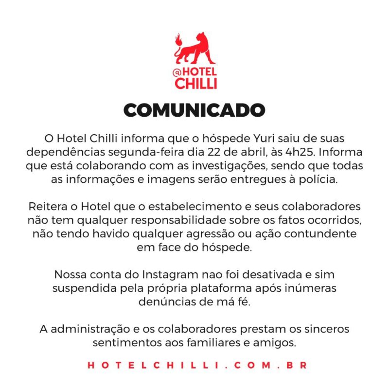 Comunicado Hotel Chilli