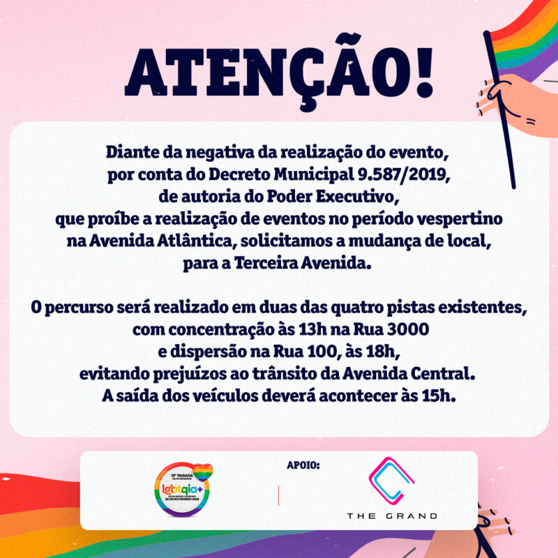 Aviso de mudança de local do evento