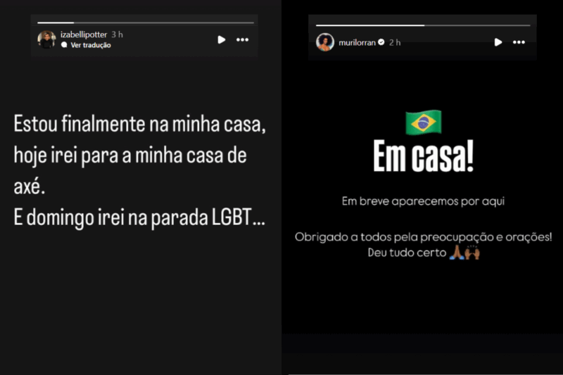 Iza Potter e Murilo Lorran publicaram m suas redes que estão de volta ao Brasil - Foto: Instagram/Divulgação/Floripa.LGBT